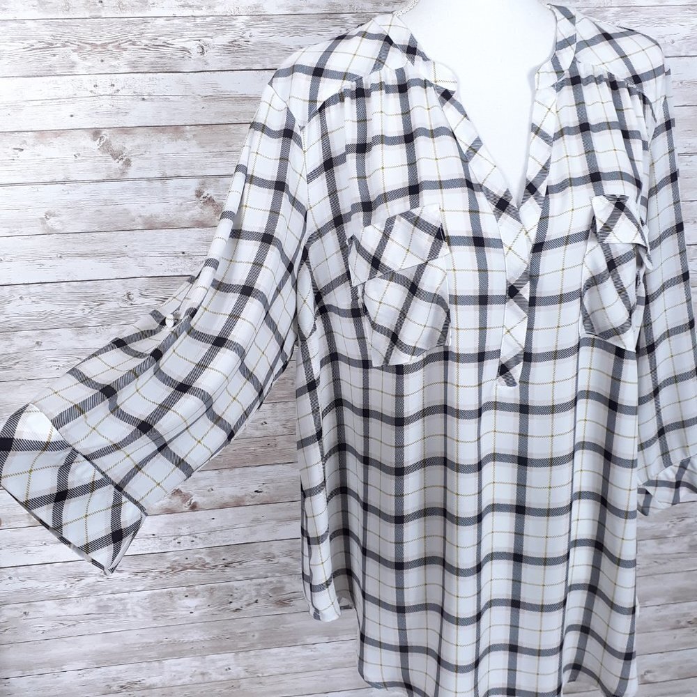 Torrid Womens Blouse Sz 2X Plaid Top 518 - Picture 2 of 6